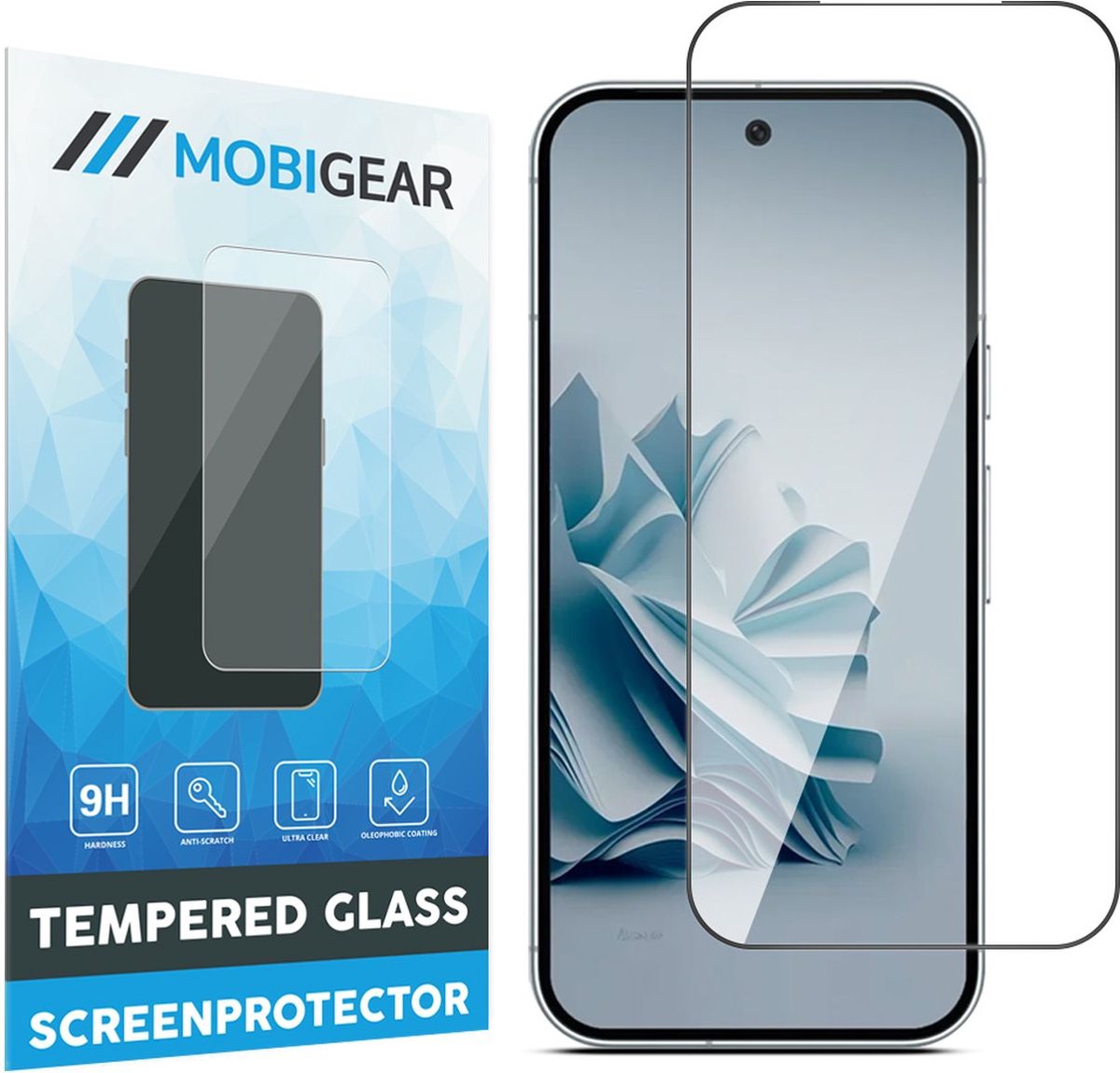 Mobigear Screenprotector geschikt voor Google Pixel 9 Pro Glazen | Mobigear Premium Screenprotector - Case Friendly - Zwart