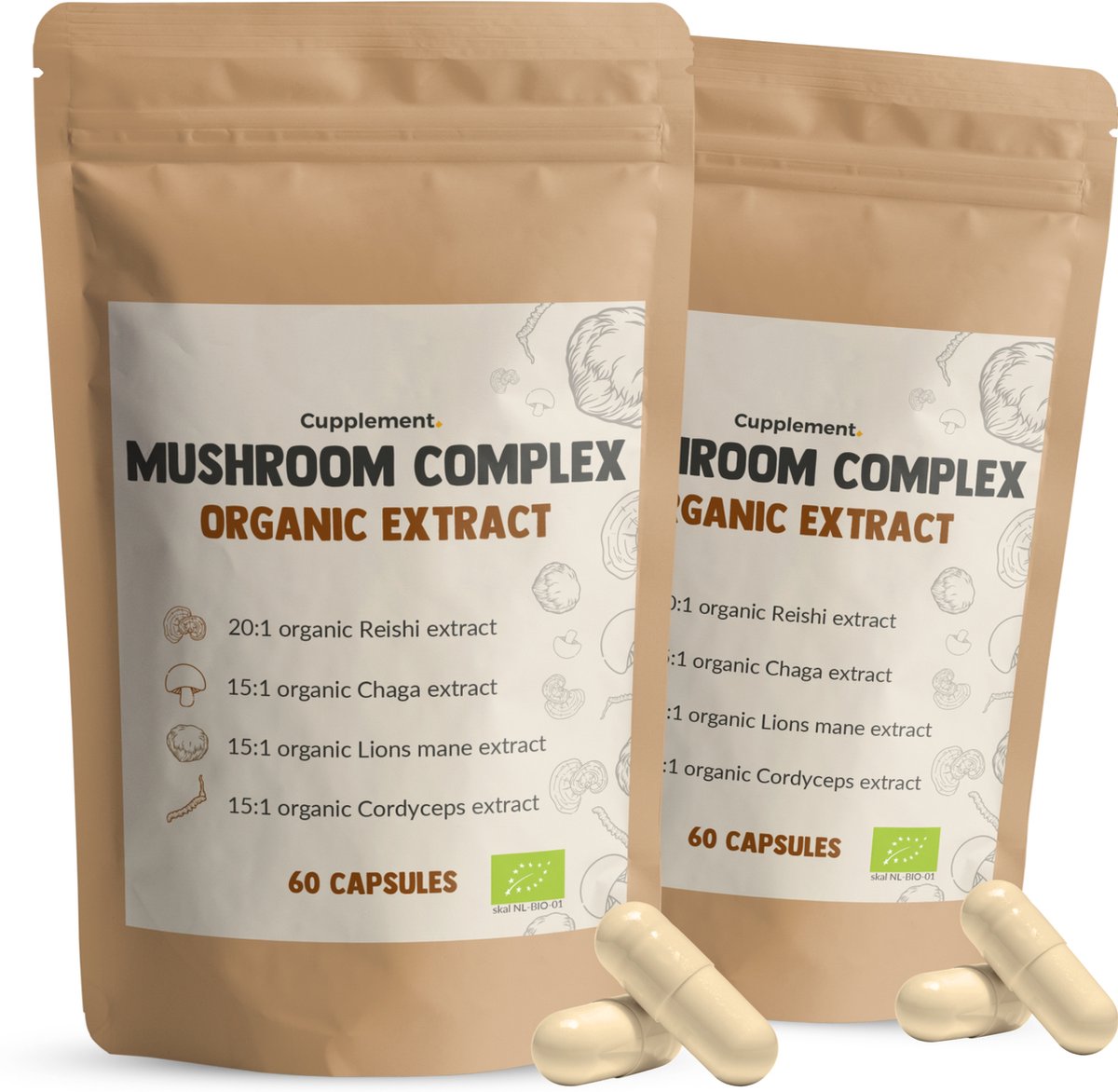 Cupplement 120 Mushroom Paddenstoel Complex Extract Capsules Biologisch Met...