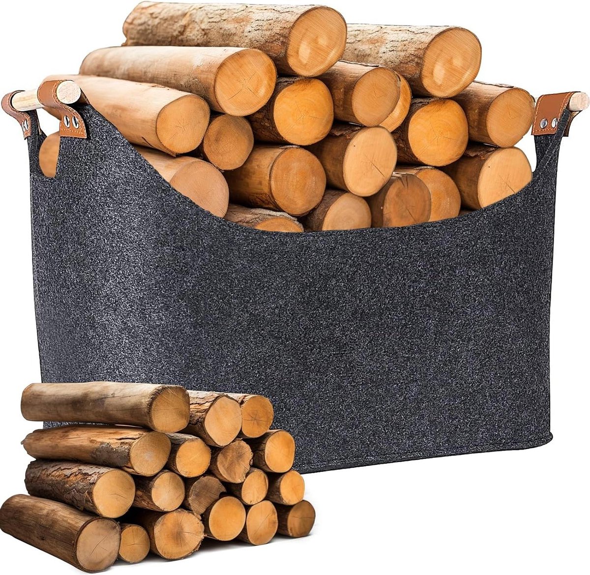 Haardhoutopslag - Houtopberging Mand voor brandhout - opberging binnenshuis - open haard accessoires - geschikt voor dagelijkse opslag - verzamelaar van oud papier