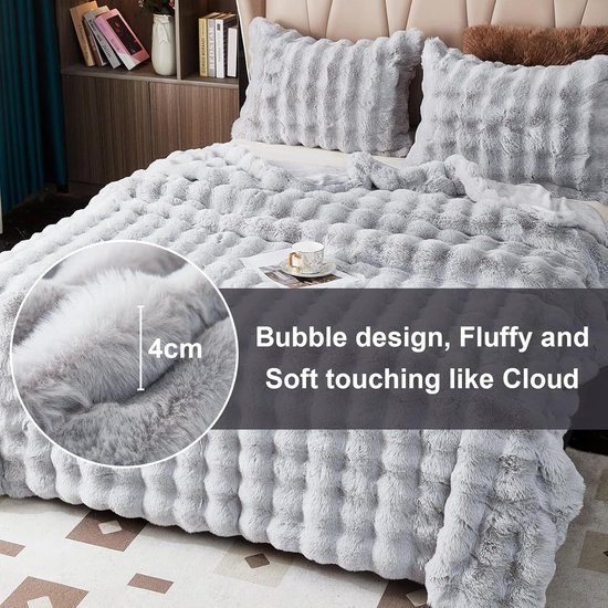 Pluche knuffeldeken, wollig, winter, warm, kaki, pluche, langhaar