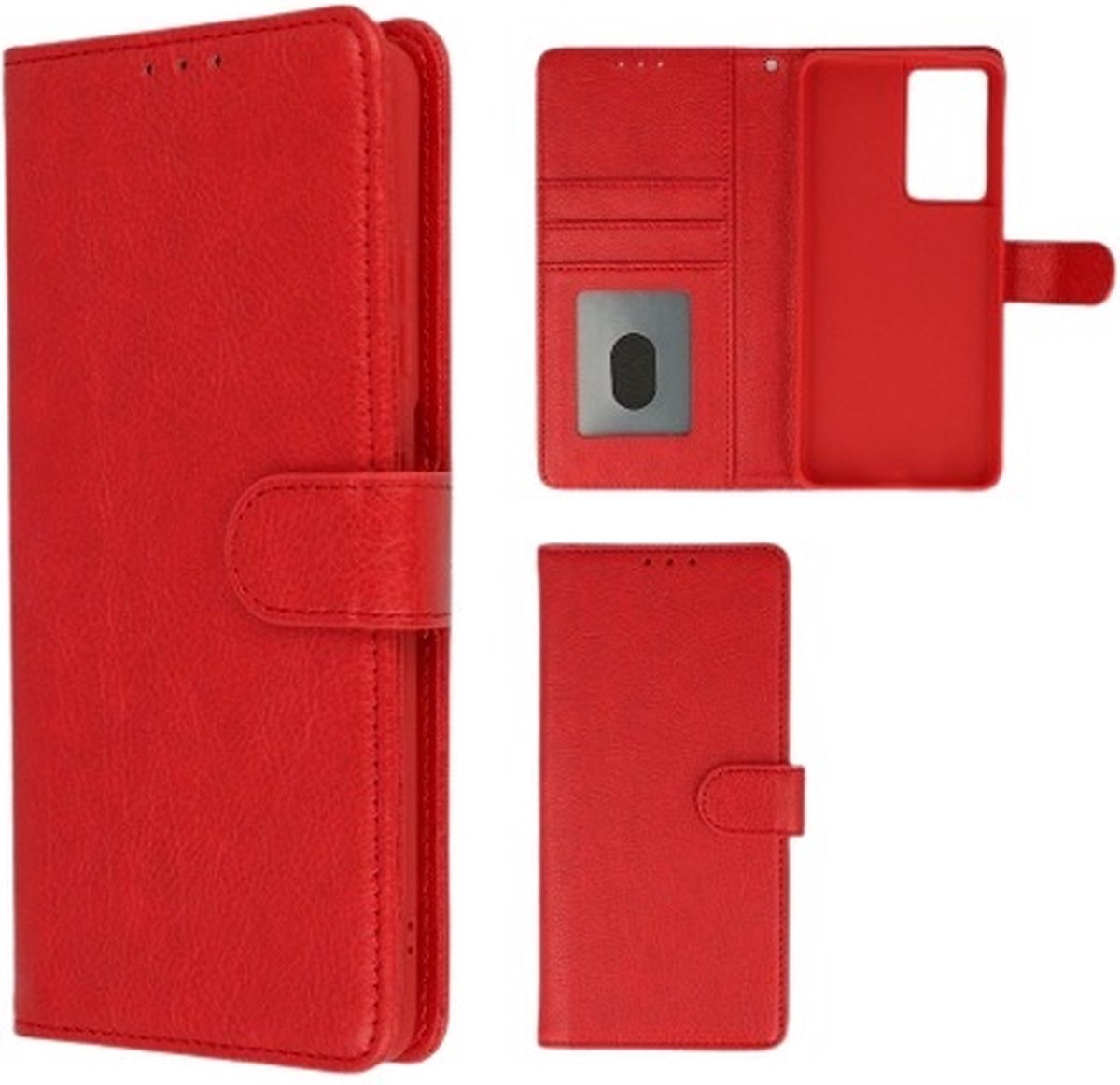 Samsung S22 Ultra Hoesje Met Pasjeshouder Bookcase Rood