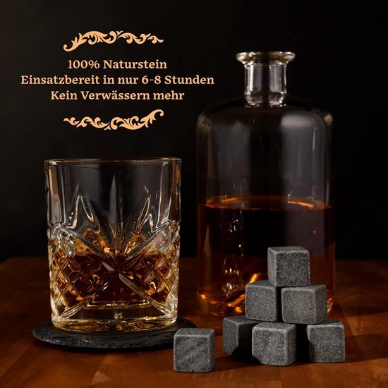 GOURMEO 9 Whisky Stenen in een Set Gemaakt van Natuurlijk Basalt met