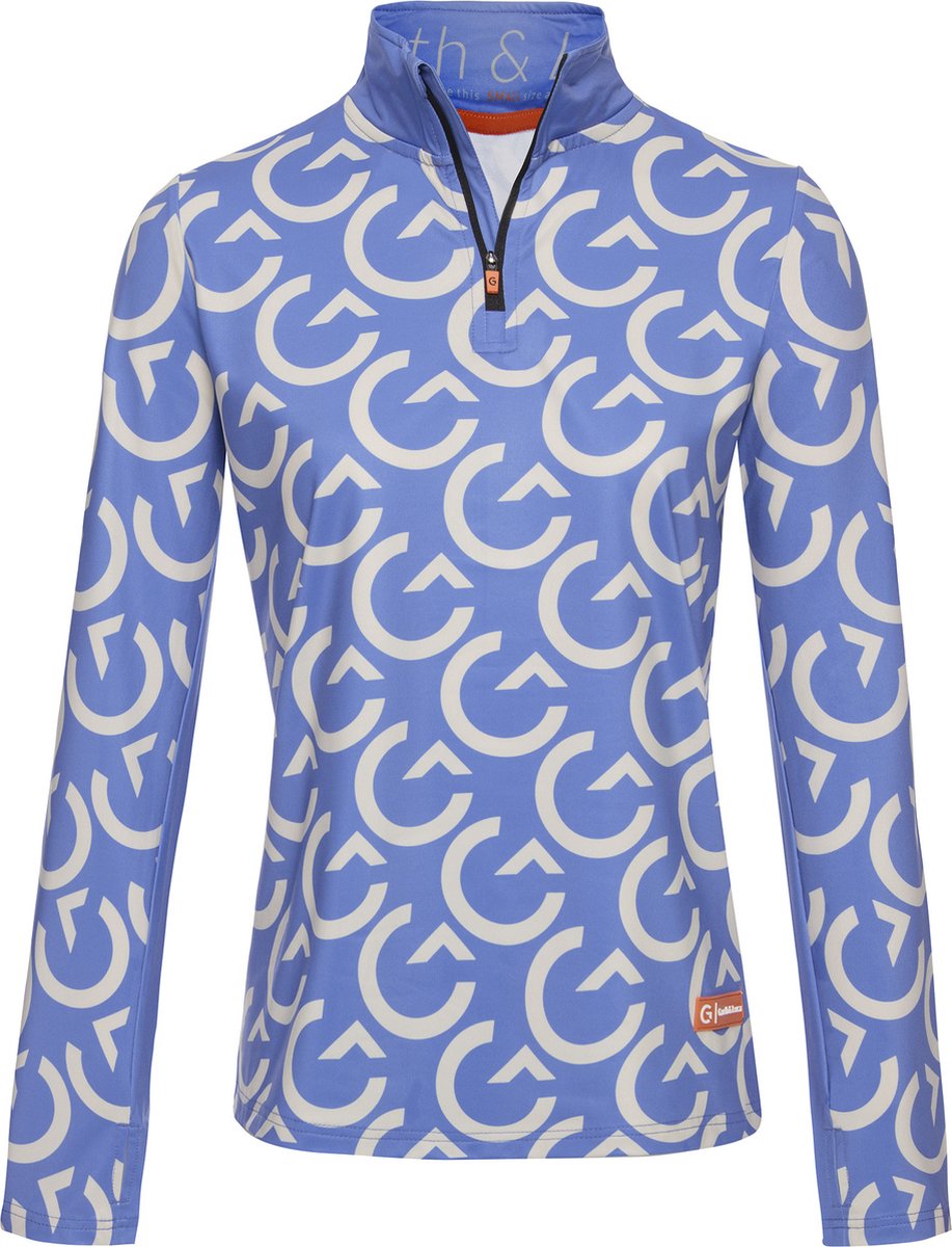 Gareth & Lucas Skipully The Eighty-Six Dames 100% Gerecycled Polyester Midlayer Sportshirt Wintersport Blauw