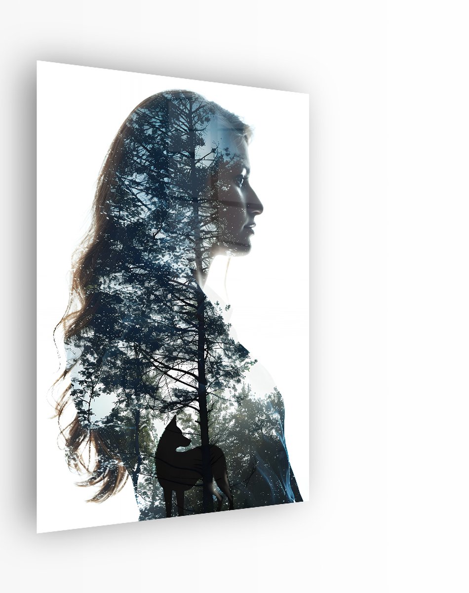 Indoorart Glasschilderij Natuurlijke Ziel 80x120 CM - Afbeelding op plexiglas - Inclusief montagemateriaal wit,zwart, blauw, grijs