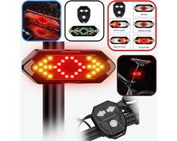 SET met Knipperend FIETS ACHTERLICHT met Geluidseffecten en Richtingaanwijzer, Draadloze Afstandsbediening, 5 Verschillende Verlichtingsmodi, USB-oplaadbaar