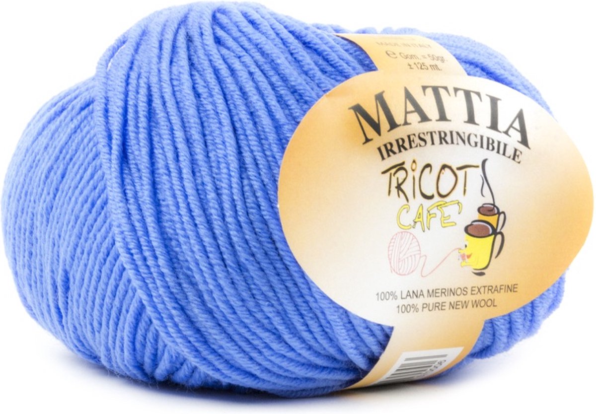 Tricot Cafè Tricot Café Mattia zachte bol garen Zuiver Merino Extra fijn garen Ideaal voor pasgeborenen Breiwol: 3 50 4 00 50 gr Lichtblauw 24
