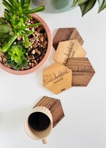 5x Onderzetters Skyline van Waalwijk - 10x9cm - Eikenhout
