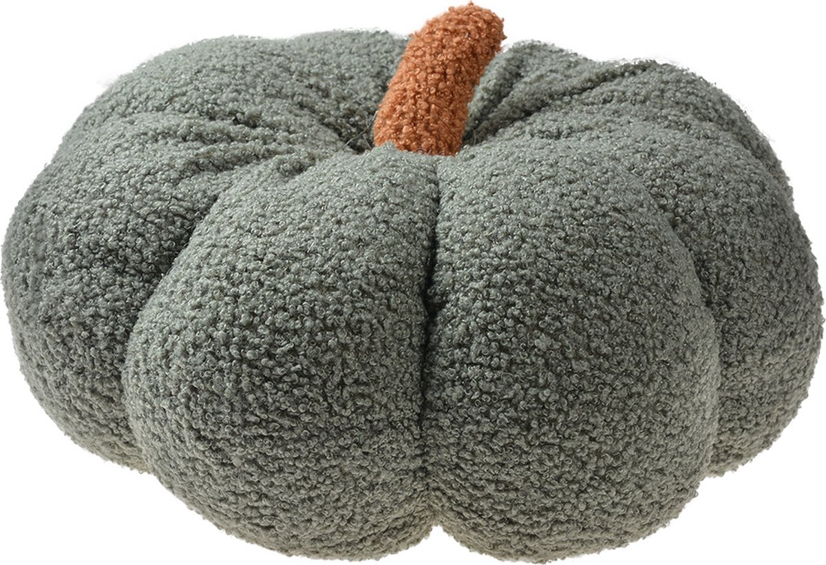 Clayre & Eef Sierkussen Pompoen Ø 28x18 cm Groen Stof