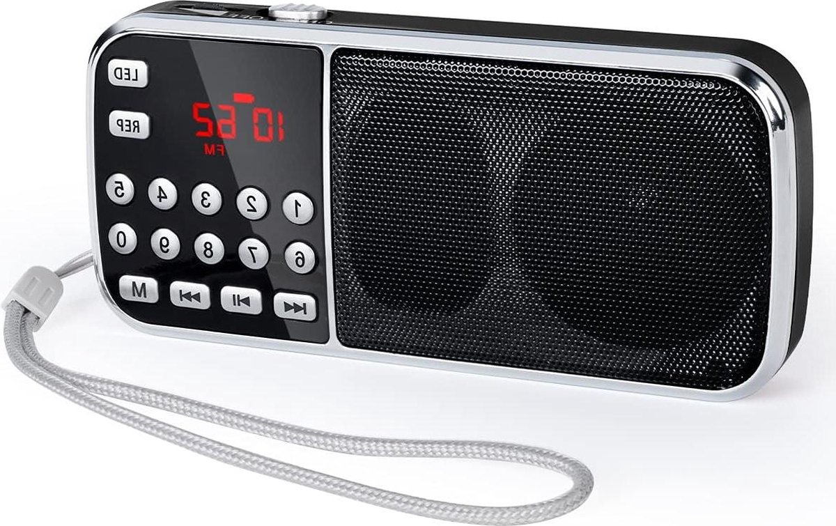 Draagbare Radio L-189 3W FM-Radio 1200mAh met Dubbele Luidspreker en Zaklamp - Oplaadbare Batterij - Geschikt voor MP3 AUX USB TF - Draagbare Radio