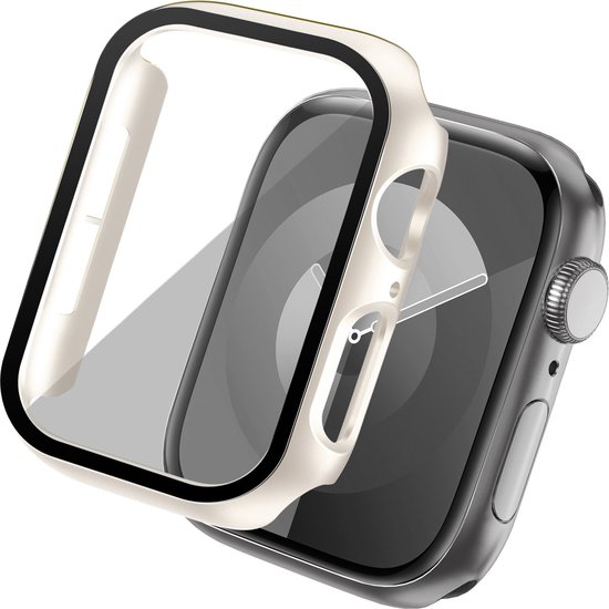 Foto: Imoshion screen protector geschikt voor imoshion full cover hard case hoesje voor de apple watch series 4 5 6 se 40 mm sterrenlicht imoshion full cover hard case hoesje sterrenlicht