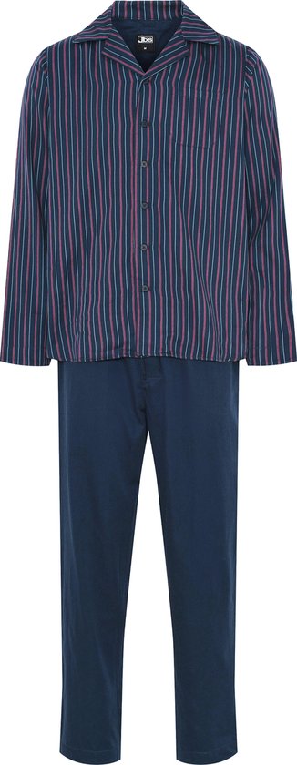 Foto: Jbs heren pyjama set lang gestreept met knoopsluiting blauw maat l