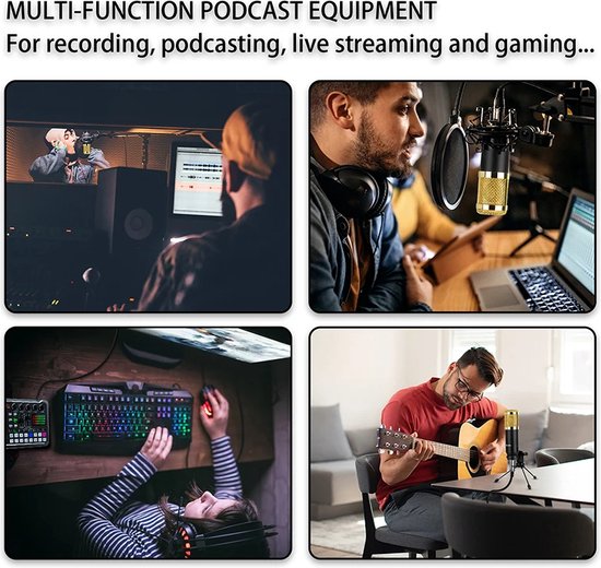 Ensemble Podcast Microphone Condensateur + Table De Mixage - Kit Streaming Enregistrement Professionnel