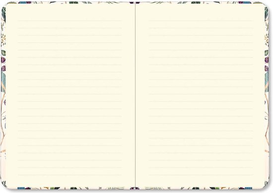 Open notitieboek met witte pagina's met lijntjes.