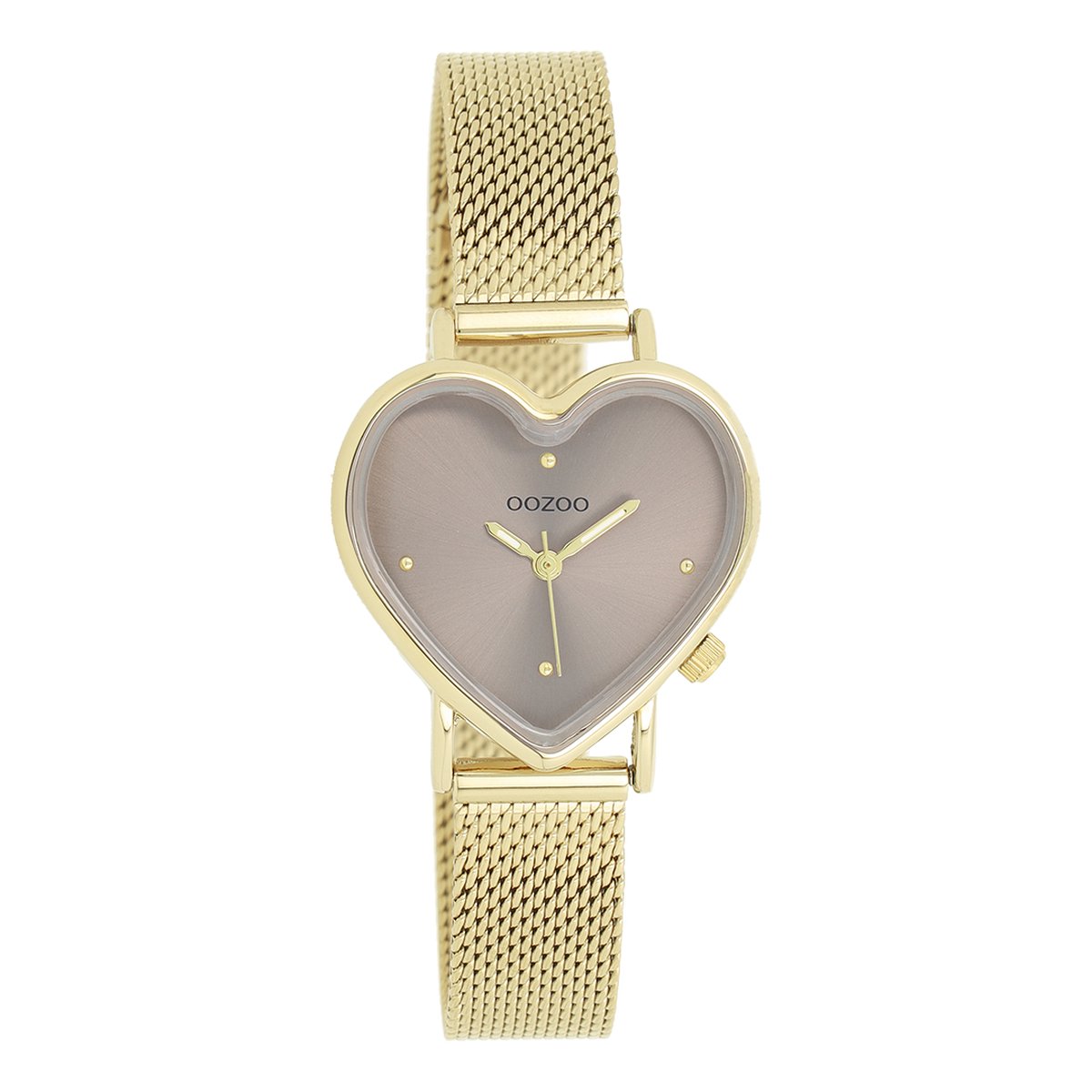 OOZOO Timepieces - Goudkleurige horloge met goudkleurige metalen mesh armband - C11416