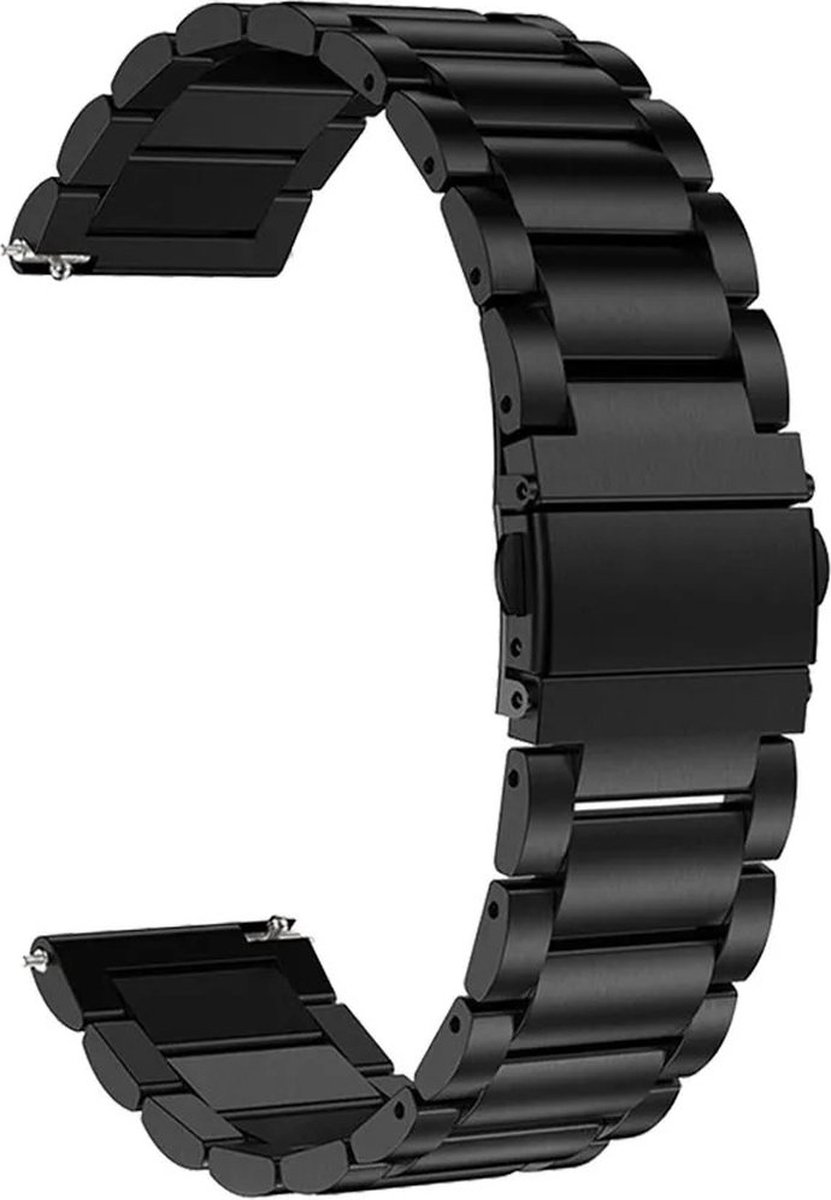 Zwarte Horlogeband - Band Aanzet 20 mm - RVS316l - geschikt voor smartwatches Samsung ,Huawei, ticwatch Amazfit ,Honor