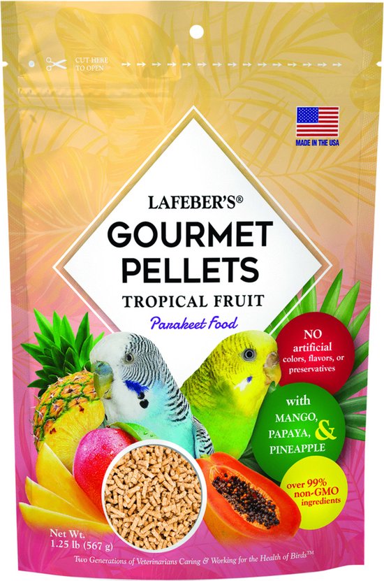 Foto: Lafeber tropical fruit gourmet pellets parakeet vogelvoer 567 g