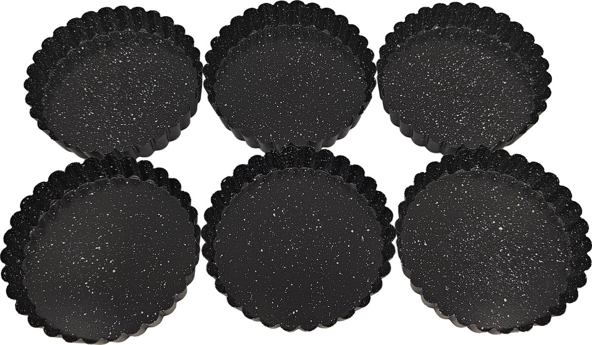 Bakvorm/ Mini Taartvormen -12 cm set/6 - Zwart