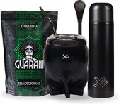 EquisMate - Yerba Mate thee - Complete Set - Thermosbeker - Keramische Kalebas - Bombilla - Losse Thee - Naturel - Biologisch - Zwart
