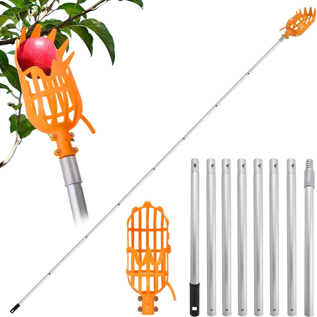 Appelplukker - Fruitplukker - Appel Plukker - Fruit Plukker - Fruitplukker met Steel - Appelplukker met Steel - Vluchtenplukker - Gemakkelijk fruit plukken!