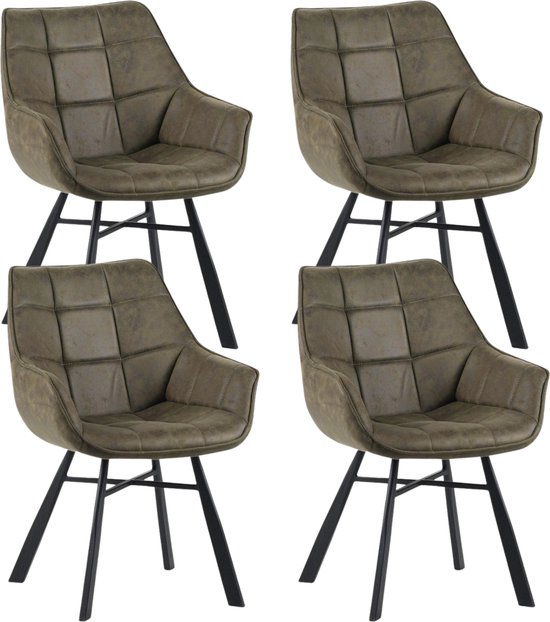 Bealife Eetkamerstoelen Set van 4 – Comfortabele Stoelen met Hoge Rugleuning van Imitatieleer voor Keuken, Eetkamer, Woonkamer – Modern Design(Zwart - Kunstleer