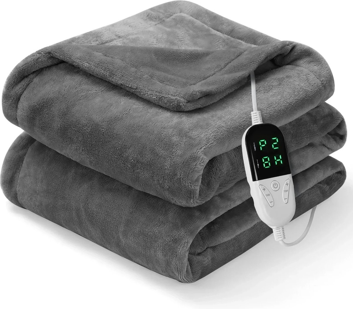 Multis Elektrische Omslagdeken Elektrische Deken Warmtedeken 1 Persoons 6 Warmtestanden Inclusief Timer 130x150CM Fleece Grijs