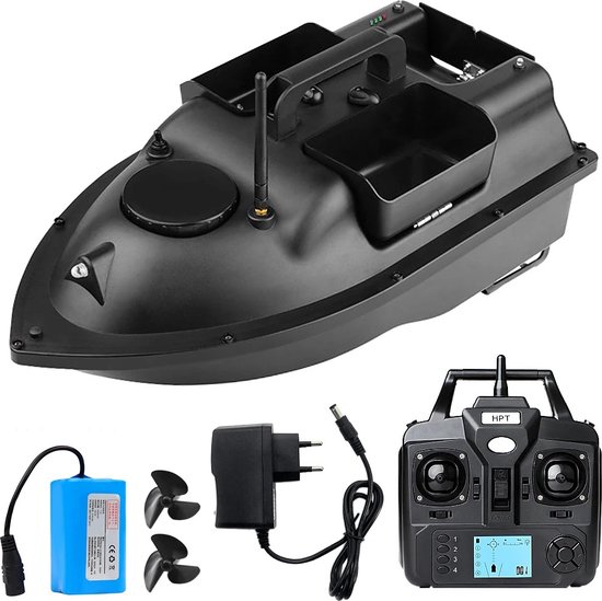 Foto: Gps voerboot voerboot karper 3 voerbakken 40 gps posities hook release 500m bereik 2 5kg laadvermogen cruise control inclusief 1 accu karpervissen gps voerboot zwart