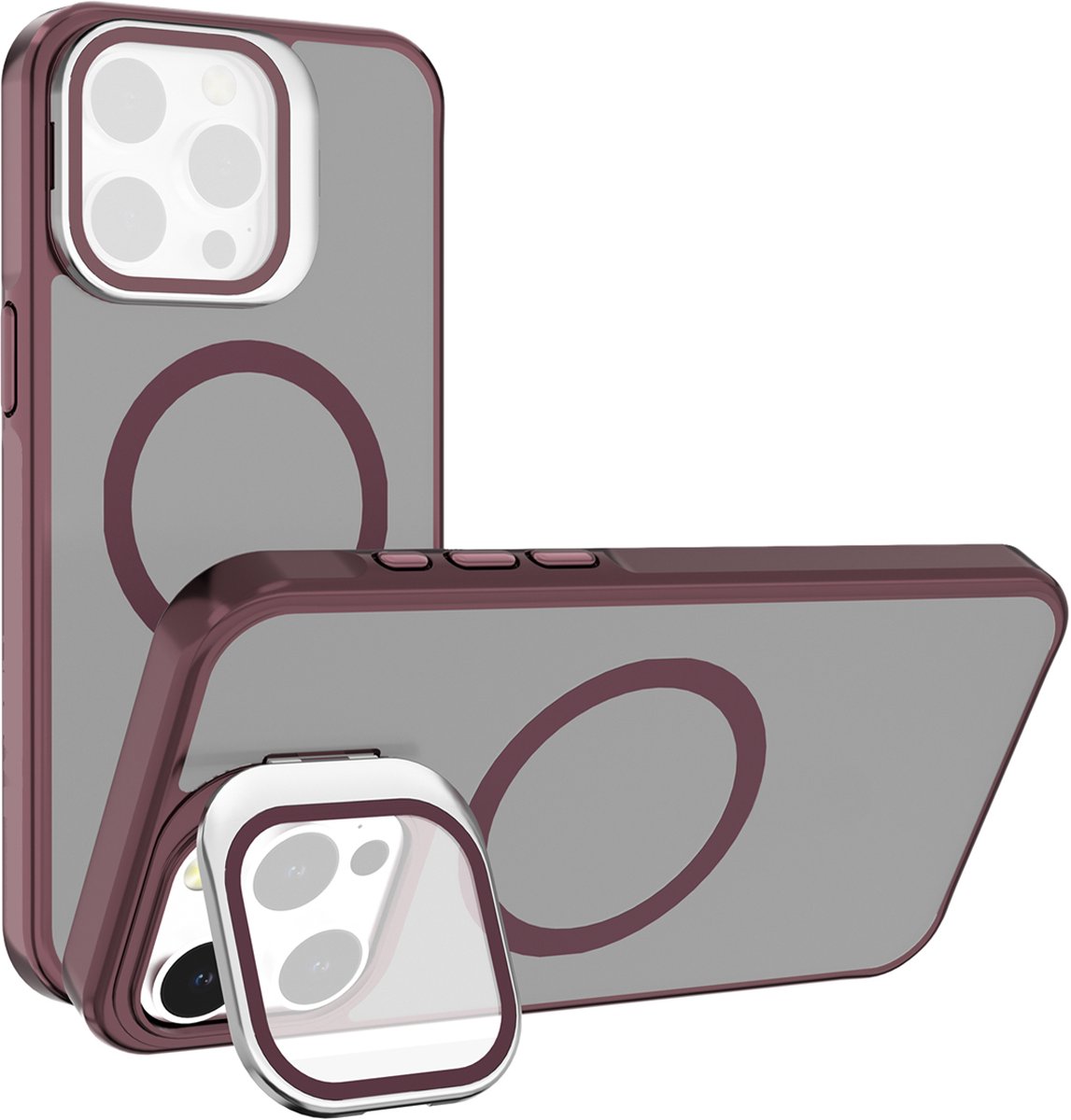 Multimedia & Accessoires Magsafe TPU Back Cover Case Hoesje met cameralens Stand geschikt voor Apple iPhone 16 – Wijnrood – Zachte Plastic - Siliconen – Harde Plastic – Soft Case – Flexibel