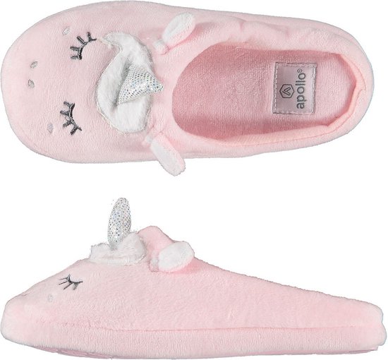 Foto: Meisjes instap slippers pantoffels eenhoorn roze maat 31 32 kindersloffen