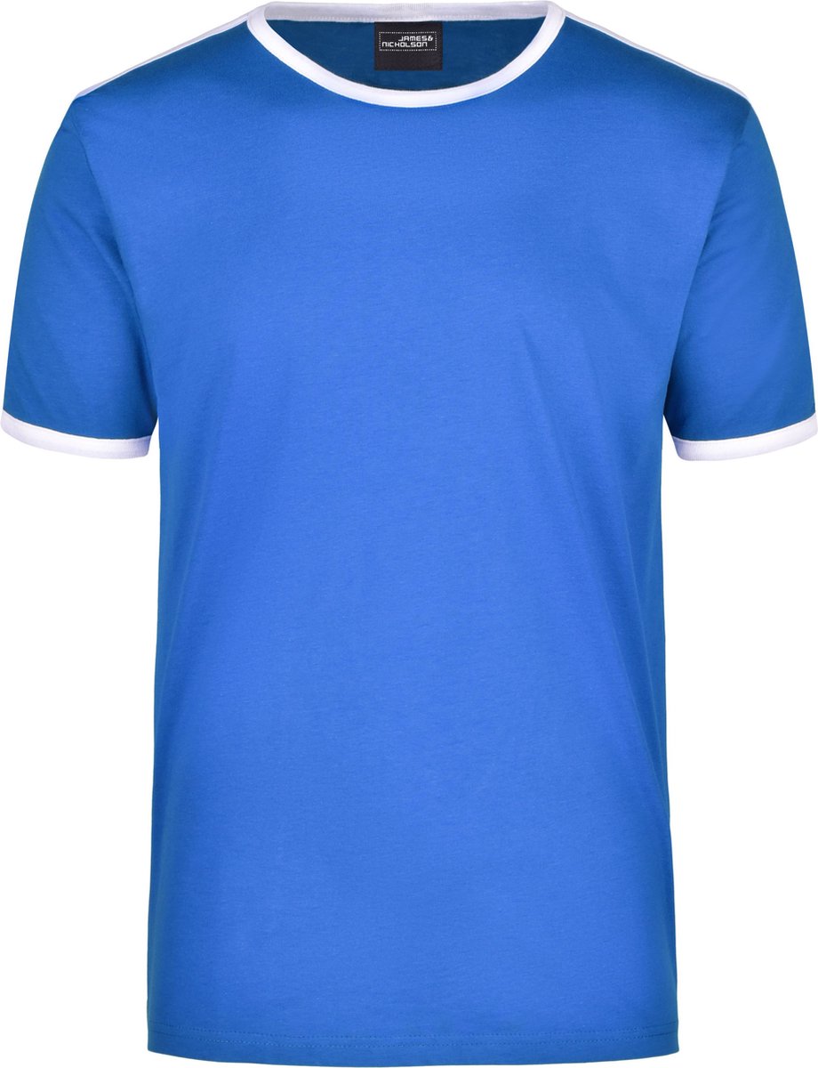 Basic ringer t-shirt blauw met wit voor heren M -