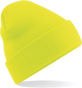 Beechfield Beanie Wintermuts - 100% soft Acryl - geel - Super soft - Brede omslag band - dames/ heren