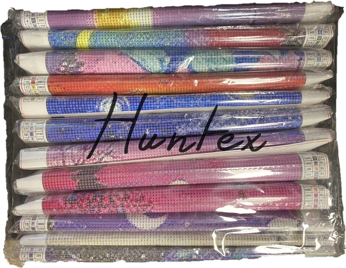 Huntex 12-Pack Diamond Painting Kit - Diamond painting Volwassenen - Diamond Painting kinderen - DIY Paint op Nummer - Ronde Steentjes voor Beginners en Gevorderden - 30x40cm — afbeelding 6