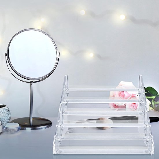 6 stuks Nagellak Wandrek Organizer, Kalolary 5 Lagen Gouden Driehoekige Displayrek Cosmetische Vitrines Lippenstift Parfum Wandplank Etherische Olie