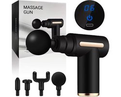 Massage Gun - Professioneel - Inclusief 4 Opzetstukken - Zwart - Massage Apparaat - Massage-gun - Massagegun