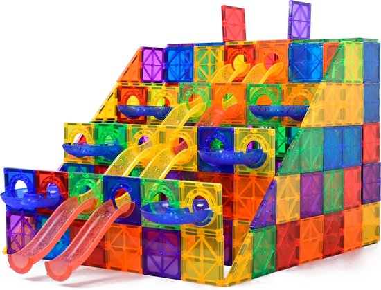 Magna Minds - Magnetic Tiles - Knikkerbaan - 62 stuks - Magnetisch Speelgoed - Constructie speelgoed - Magnetische tegels - Montessori speelgoed - Magnetic toys - Magnetische bouwstenen - Speelgoed Kinderen