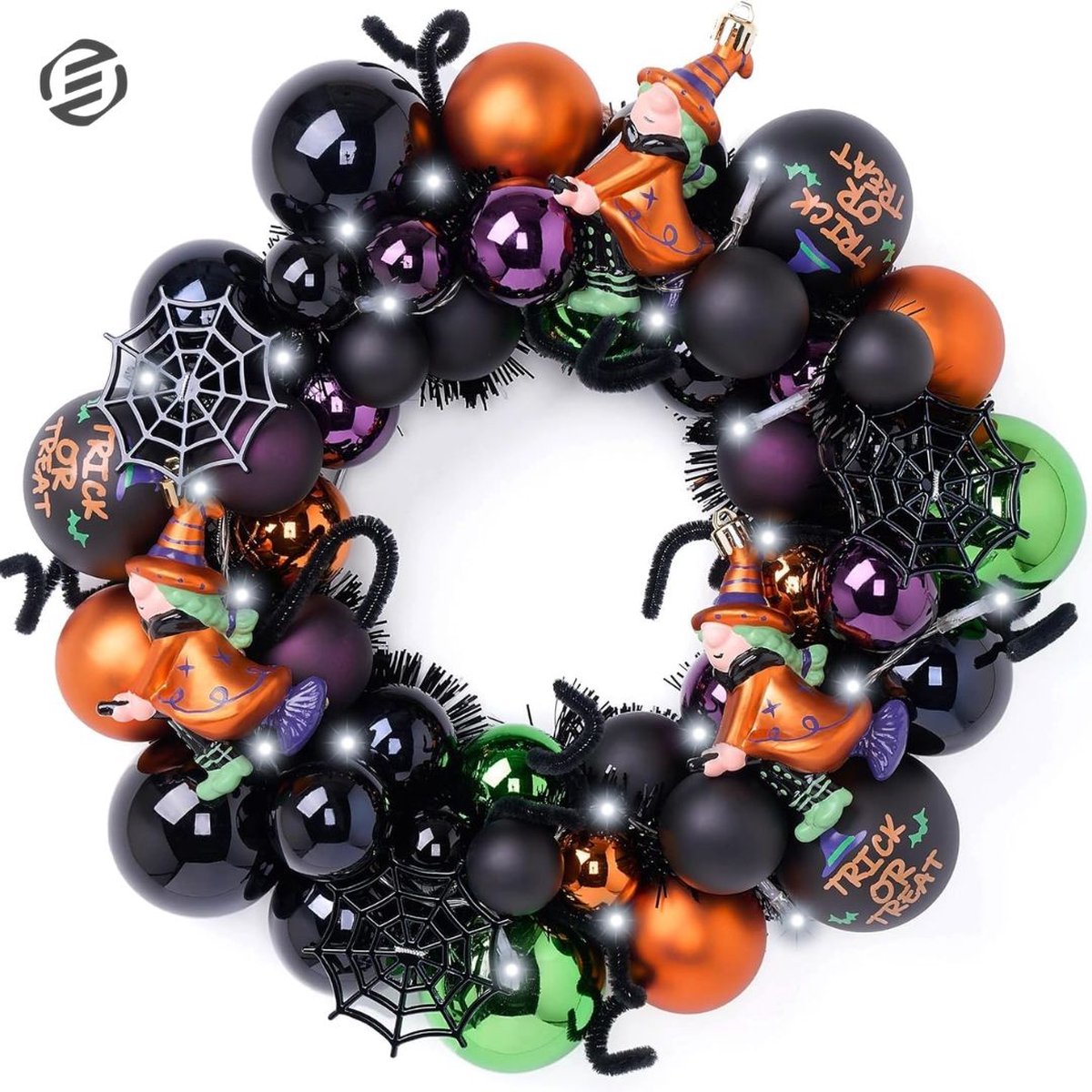 Herfstkrans met pompoenen, bladeren en bessen voor herfstdecoratie - Halloween.