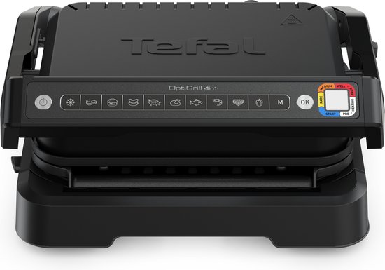 Tefal OptiGrill 4in1 GC7748 – Intelligente Contactgrill – Grill, Tafelbarbecue, Oven en Complete Maaltijd – 9 Automatische programma's – Gaarheidsindicator – 2100W – Zwart/RVS