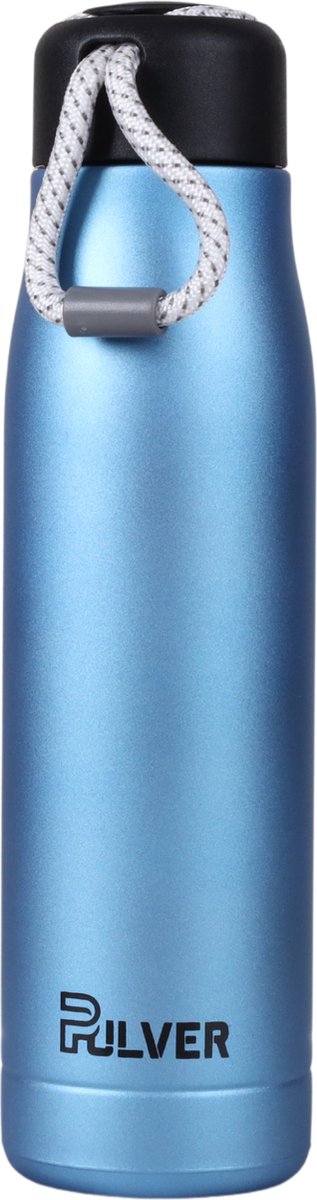 Pulver® - RVS Thermosfles / Drinkfles – BPA Vrij – 550 ml - Waterfles met draaidop – Drinkfles – Dubbele isolatie - Thermosbeker - anti lek- Blauw