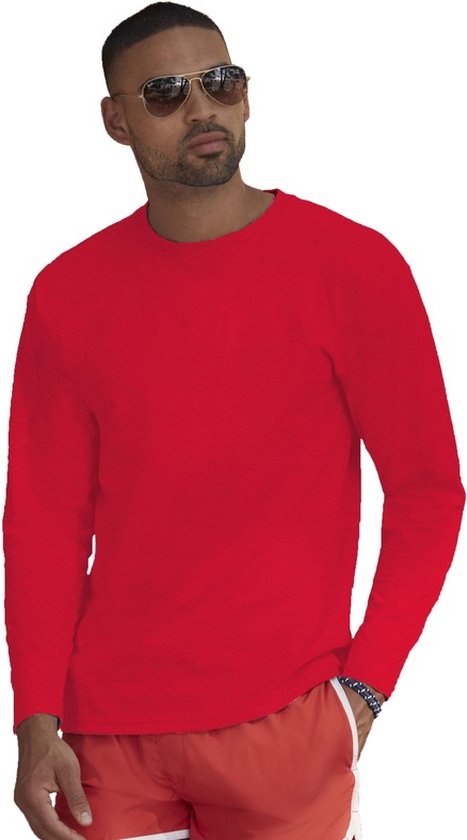 Foto: Fruit of the loom t shirt lange mouw rood