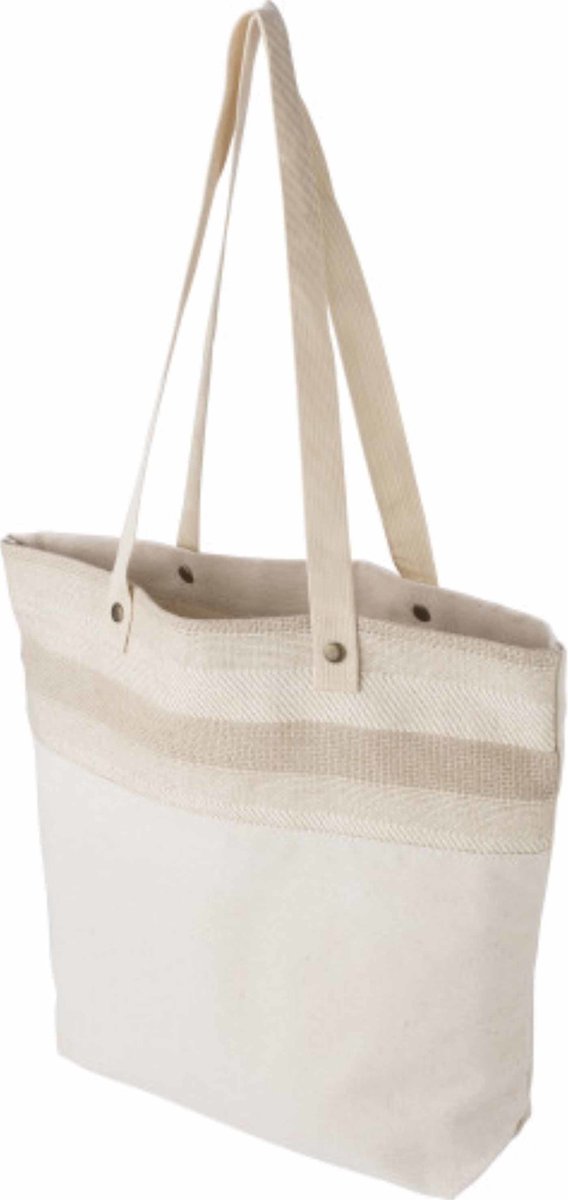 Katoenen boodschappentas/shopper met lange hengsels 38 x 40 cm
