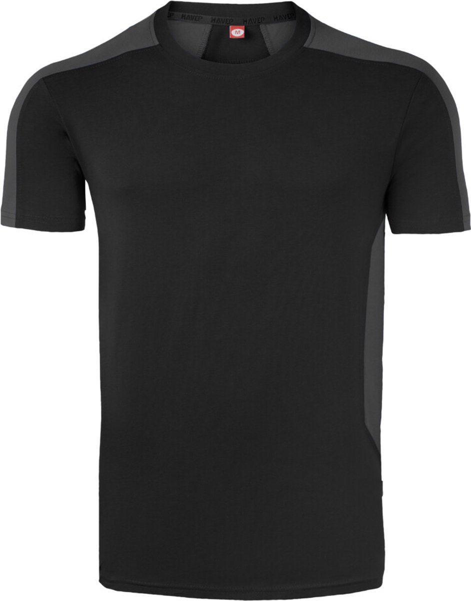 HAVEP T-shirt Bicolor 10072 - Zwart/Charcoal - S