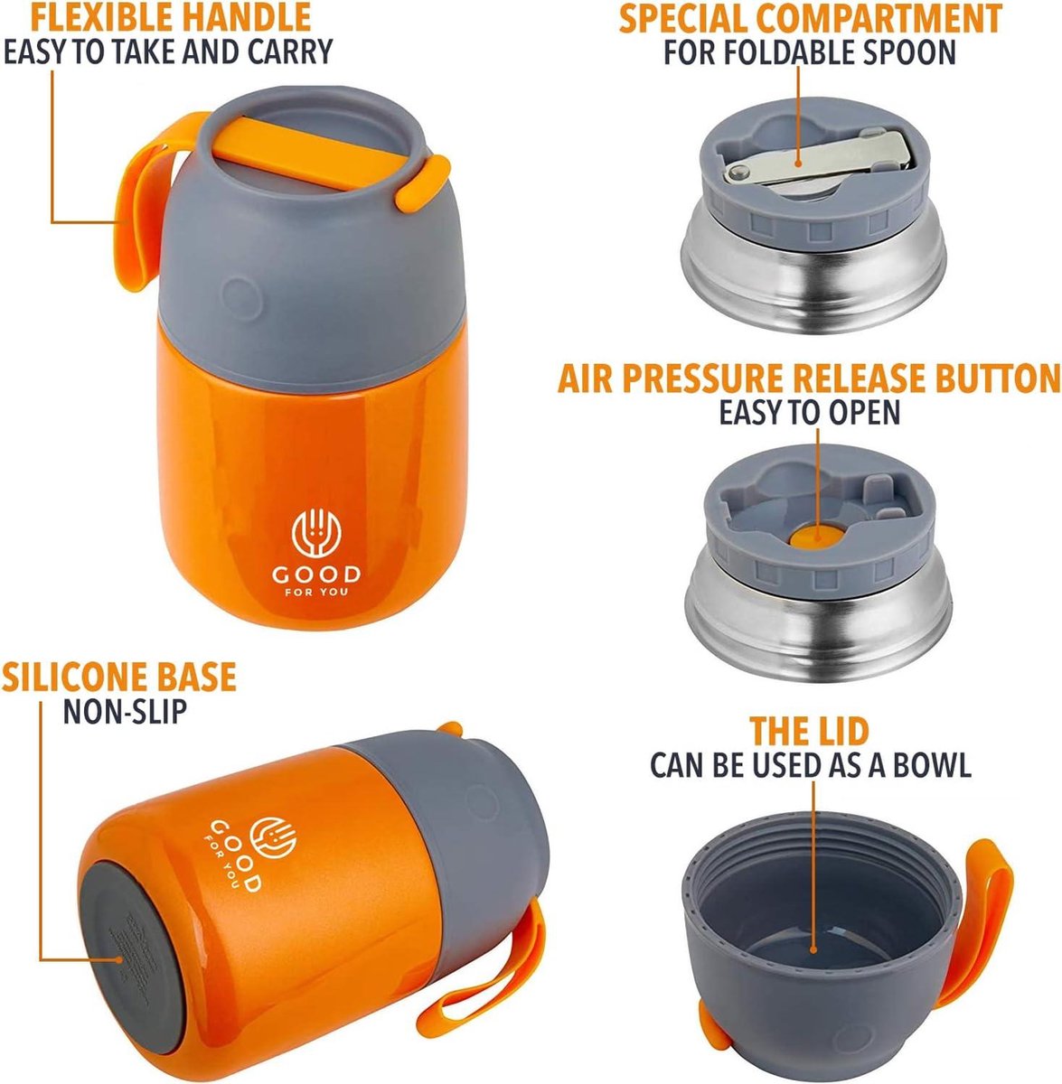 Thermo-Food Bottle, Lunch Container, Insulated Jar, Stainless