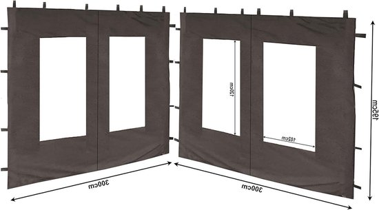 2 Pannelli Laterali Con Zip Per Padiglione 3x3m - Pareti Beige RAL 1001 In Poliestere 300x195cm - Foto 9