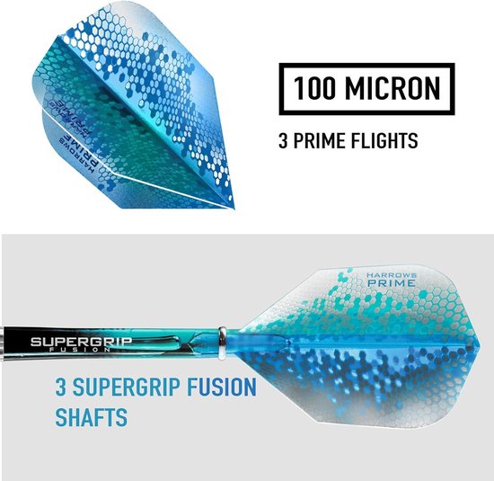 90% Tungsten Steel Tip Darts Set - Ingebouwde Curve Grip - Aqua Supergrip Fusion Shafts - Prime Flights & Travel Case - Verschillende Gewichten Beschikbaar (21-26 g) van Merkloos — afbeelding 5