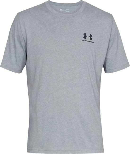 Grijs Under Armour sportshirt met zwart logo op de borst.