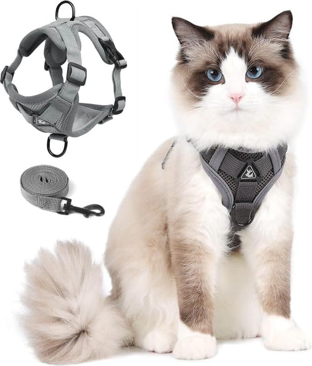 Lexium Kattenharnas - Kattentuigje met looplijn - Katten harnas - Kattenharnas met leiband - Kattenharnas met looplijn - Kattenlijn - Kattentuig