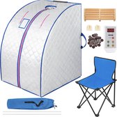 Sauna - Mobiele Sauna - Infrarood sauna - Stoombad - Draagbare sauna - Sauna tent - Inclusief opvouwbare stoel - Voetverwarmingsmat - Afstandsbediening - Makkelijk Afvallen - 220V - Wit