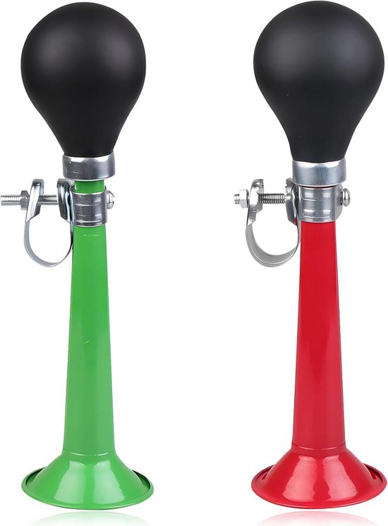 Foto: Toeter fiets 2pcs bicycle bell metal classic air horns bike bugle trumpet for vehicles cycling golf cart bicycle metal air horn hooter bugle trumpet squeeze rubber lamp green red toeter fiets