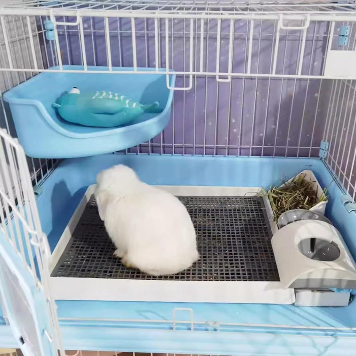 Extra groot konijnentoilet met rooster, konijnentoilet, trainingsmat voor honden, hondentraining, toilet, puppytoilet voor cavia's, kooitoilet, potje, dienblad (L