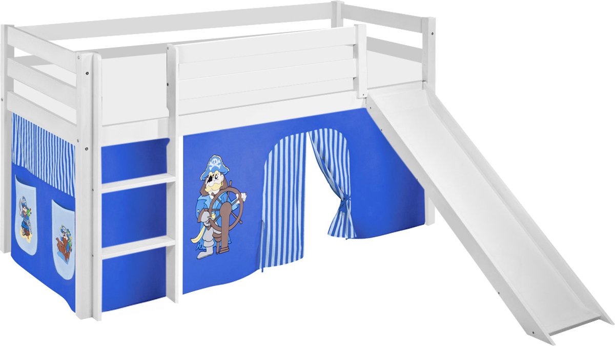 Halfhoogslaper Piraat Blauw met tent en glijbaan