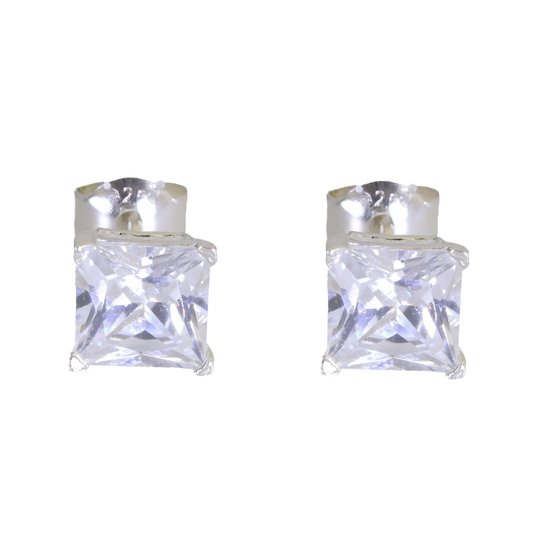 Behave – Boucles d'oreilles – Argent sterling 925 – Boucle d'oreille à tige en zircone 7 mm